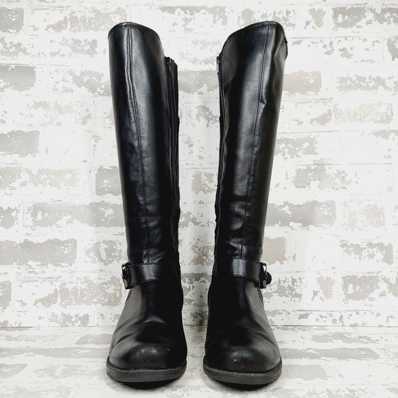 New BareTraps Women's Black Faux Leather Riding Boots F206 - Picture 3 of 12